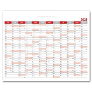 Ścienna mapa planer 2025 CZ - 100 x 80 cm - czerwony