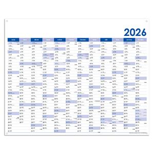 Ścienna mapa planer 2026 CZ z oczkami na zawieszenie - 124 x 100 cm - niebieski
