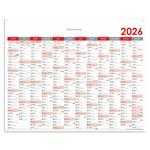 Ścienna mapa planer 2026 PL z oczkami na zawieszenie - 124 x 100 cm - czerwony