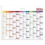 Ścienna mapa planer 2026 PL z oczkami na zawieszenie - 124 x 100 cm - kolorowy