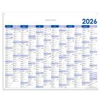 Ścienna mapa planer 2026 PL z oczkami na zawieszenie - 124 x 100 cm - niebieski