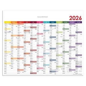 Ścienna mapa planer 2026 SK - 124 x 100 cm - kolorowy