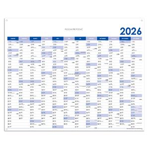 Ścienna mapa planer 2026 SK z oczkami na zawieszenie - 124 x 100 cm - niebieski