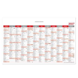 Ścienna mapa planer 2027 PL - 100 x 63 cm - czerwony