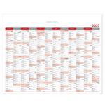 Ścienna mapa planer 2027 PL - 100 x 80 cm - czerwony