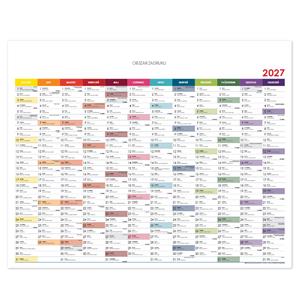Ścienna mapa planer 2027 PL - 100 x 80 cm - kolorowy