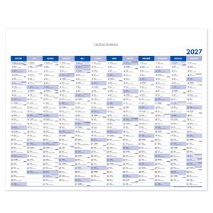 Ścienna mapa planer 2027 PL - 100 x 80 cm - niebieski