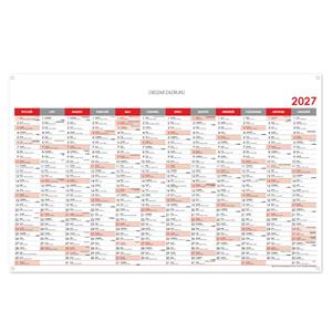 Ścienna mapa planer 2027 PL z oczkami na zawieszenie - 100 x 63 cm - czerwony