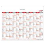Ścienna mapa planer 2027 PL z oczkami na zawieszenie - 100 x 80 cm - czerwony