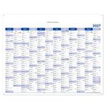 Ścienna mapa planer 2027 PL z oczkami na zawieszenie - 100 x 80 cm - niebieski