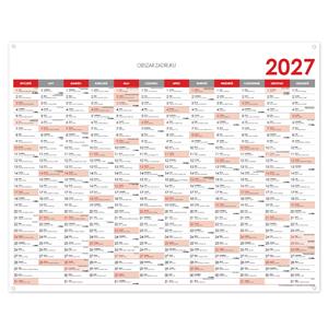 Ścienna mapa planer 2027 PL z oczkami na zawieszenie - 124 x 100 cm - czerwony