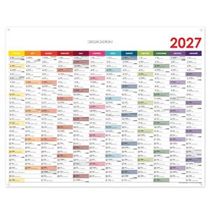 Ścienna mapa planer 2027 PL z oczkami na zawieszenie - 124 x 100 cm - kolorowy