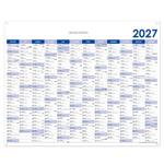 Ścienna mapa planer 2027 PL z oczkami na zawieszenie - 124 x 100 cm - niebieski