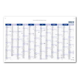 Ścienna mapa planer PVC 2022 SK z oczkami na zawieszenie - 80 x 100 cm - niebieski