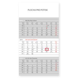 Ścienny kalendarz Standard Szary 3-miesięczny (słowackie nazwy) 2016