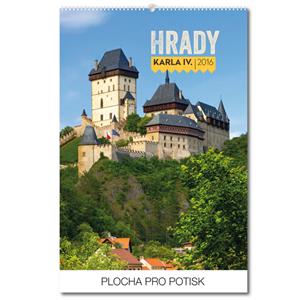 Ścienny kalendarz Zamki Karola IV (czeskie nazwy) 2016