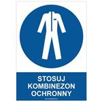 STOSUJ KOMBINEZON OCHRONNY - znak BHP, płyta PVC A4, 0,5 mm