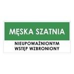 SZATNIA MĘSKA, zielony - płyta PVC 1 mm 190x90 mm