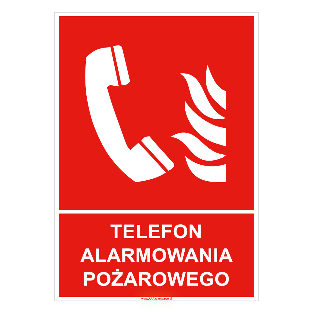 Zaprojektuj Własny Znak Zakazu W Zakresie Bezpieczeństwa Pożarowego Telefon alarmowania pożarowego - znak, naklejka 105x148 mm