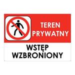 TEREN PRYWATNY WSTĘP WZBRONIONY - znak BHP z dziurkami, płyta PVC A5, 2 mm