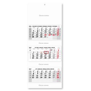 Trzymiesięczny kalendarz Trio składany polski 2027 - szary