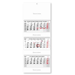 Trzymiesięczny kalendarz Trio składany polski ze spiralą 2027 - szary