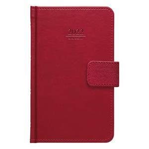 Tygodniowy kalendarz książkowy 2022 Gemma z pętlą do zamknięcia kieszonkowy - czerwony