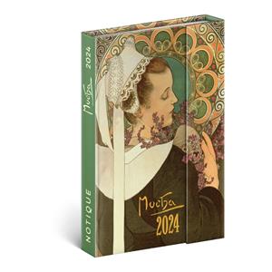Tygodniowy kalendarz książkowy 2024 B6 magnetyczny Alfons Mucha