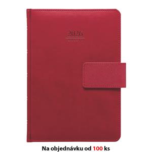 Tygodniowy kalendarz książkowy 2026 Słowacki A5 Gemma z pętelką - czerwony