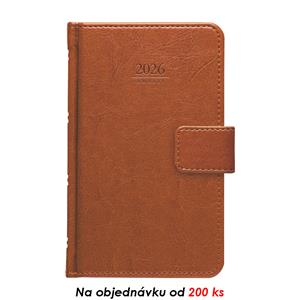 Tygodniowy kalendarz książkowy kieszonkowy 2026 Kastor z pętelką - brązowe