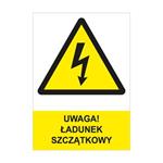 UWAGA! ŁADUNEK SZCZĄTKOWY - znak BHP, naklejka A4