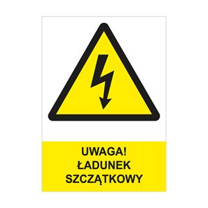 UWAGA! ŁADUNEK SZCZĄTKOWY - znak BHP, płyta PVC A4, 0,5 mm