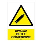 UWAGA! BUTLE CIŚNIENIOWE, płyta PVC 2 mm, 148x210 mm