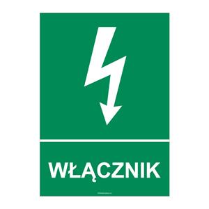 WŁĄCZNIK, naklejka 210x297 mm