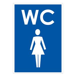 WC ženy, modrá, plast 2mm,105x148mm