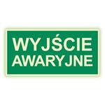 Wyjście awaryjne - fotoluminescencyjny znak, naklejka 300x150 mm