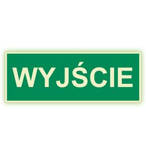 Wyjście - fotoluminescencyjny znak, płyta PVC 2 mm 300x120 mm