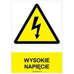 WYSOKIE NAPIĘCIE - znak BHP, płyta PVC A4, 0,5 mm