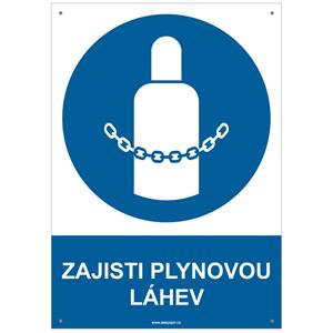 ZAJISTI PLYNOVOU LÁHEV - bezpečnostní tabulka s dírkami, plast A4, 2 mm