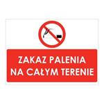 ZAKAZ PALENIA NA CAŁYM TERENIE, płyta PVC 1 mm, 297x210 mm