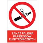 ZAKAZ PALENIA PAPIEROSÓW ELEKTRONICZNYCH - znak BHP, płyta PVC A4, 0,5 mm