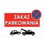 ZAKAZ PARKOWANIA - znak BHP, płyta PVC, A4, 1 mm