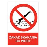 ZAKAZ SKAKANIA DO WODY - znak BHP, płyta PVC A4, 2 mm