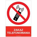 ZAKAZ TELEFONOWANIA - znak BHP, naklejka A5