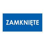 ZAMKNIĘTE, niebieski - płyta PVC 1 mm 190x90 mm