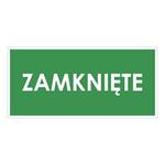 ZAMKNIĘTE, zielony - płyta PVC 1 mm 190x90 mm