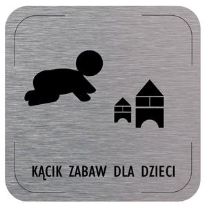 Znak drzwi - Kącik zabaw dla dzieci - piktogram, płyta aluminiowa, 80 x 80 mm