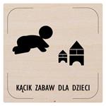 Znak drzwi - Kącik zabaw dla dzieci - piktogram, płyta drewniana, 80 x 80 mm