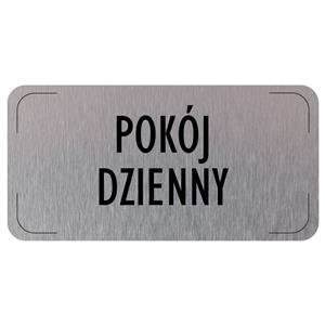 Znak drzwi - Pokój dzienny, płyta aluminiowa, 160 x 80 mm