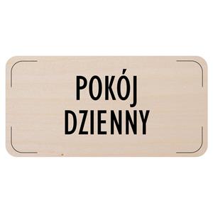 Znak drzwi - Pokój dzienny, płyta drewniana, 160 x 80 mm